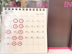 9月のお休み予定です