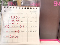 9月のお休みです
